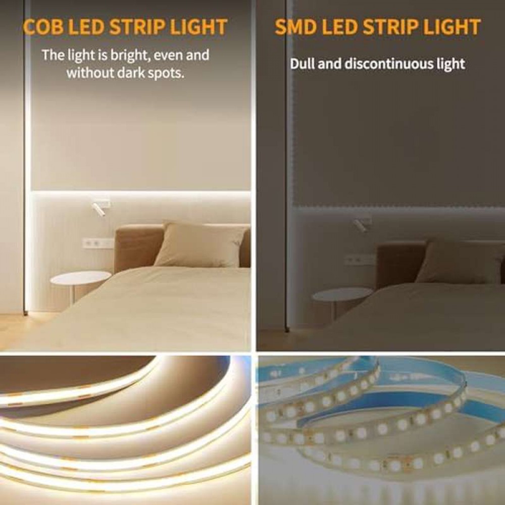 COB LED Strip Lights 100ft, 3000K DC 24V Dimmable Warm White Flexible LED Lights Strip for Bedroom, with Remote and app Control LED Rope Lights for Living Room, Shelf, Cabine, Bed