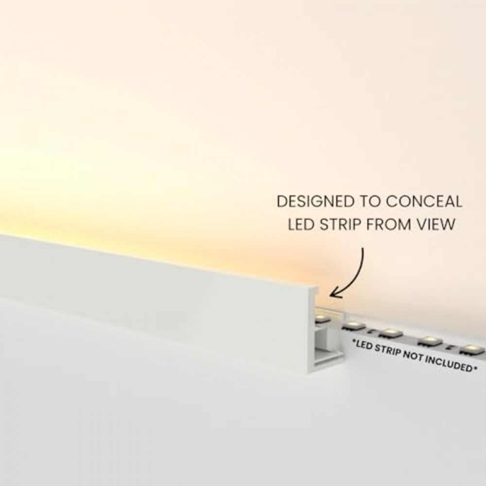 The 8.2FT/2.5M Modular Channel Assembly Kit for The Concealment of LED Strip Lighting Renter Friendly Baseboard Uplight Cove Light Wall Washer Lighting Decor for Renters