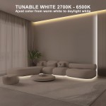 32.8ft Tunable White COB Led Strip Light with RF Remote, CRI93 Dimmable CCT 2700K - 6500K COB Led Tape Lights, Adhesive High Density Led Light Strip for Bedroom, Kitchen, Cabinet