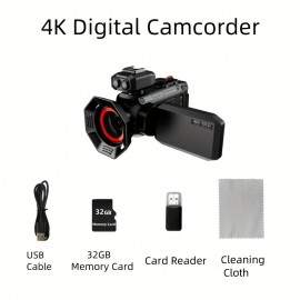 Professional Portable 4K HD Resolution Digital Camcorder with Hotpot Wi-Fi, And Hot Shoe Support with 2500mAh Large Battery Capacity And 32G Memory Card