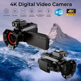 Professional Portable 4K HD Resolution Digital Camcorder with Hotpot Wi-Fi, And Hot Shoe Support with 2500mAh Large Battery Capacity And 32G Memory Card