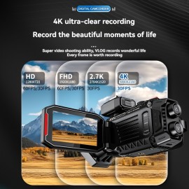 Professional Portable 4K HD Resolution Digital Camcorder with Hotpot Wi-Fi, And Hot Shoe Support with 2500mAh Large Battery Capacity And 32G Memory Card