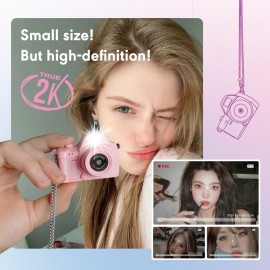 2K Brand New Vlog Compact Camera with High-definition Video Recording. 1.47-inch IPS Color Screen. Recording Duration: 50 Minutes. MJPEG Compression Format. AVI Video Format. Can Switch Between Wearing A Necklace Pendant, Accessories And The Camera