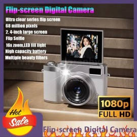 1080P HD Flip Screen Digital Camera | 2.4-inch Large Display, 48MP Resolution, 16x Zoom, Built-in Flash, Multiple Beauty Filters, Long-lasting Battery, USB Charging - A Great Gift Choice!
