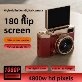 1080P HD Flip Screen Digital Camera | 2.4-inch Large Display, 48MP Resolution, 16x Zoom, Built-in Flash, Multiple Beauty Filters, Long-lasting Battery, USB Charging - A Great Gift Choice!