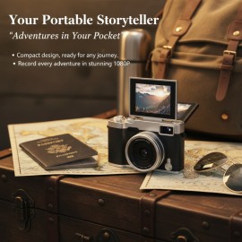 1080P HD Flip Screen Digital Camera | 2.4-inch Large Display, 48MP Resolution, 16x Zoom, Built-in Flash, Multiple Beauty Filters, Long-lasting Battery, USB Charging - A Great Gift Choice!