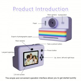 Kids Instant Camera with Print Feature | 2.8-inch HD Screen, 1080P Video, Includes 3 Photo Rolls, 32GB Memory Card, Reader, Lanyard, USB Charging Cable, Portable Multi-functional Photo Printer Camera, Rechargeable 18650 Lithium Polymer Battery - Ide