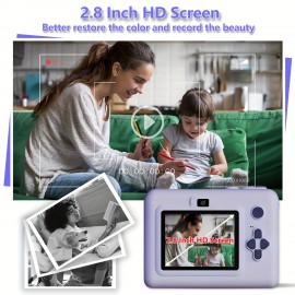 Kids Instant Camera with Print Feature | 2.8-inch HD Screen, 1080P Video, Includes 3 Photo Rolls, 32GB Memory Card, Reader, Lanyard, USB Charging Cable, Portable Multi-functional Photo Printer Camera, Rechargeable 18650 Lithium Polymer Battery - Ide