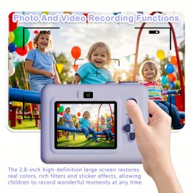 Kids Instant Camera with Print Feature | 2.8-inch HD Screen, 1080P Video, Includes 3 Photo Rolls, 32GB Memory Card, Reader, Lanyard, USB Charging Cable, Portable Multi-functional Photo Printer Camera, Rechargeable 18650 Lithium Polymer Battery - Ide