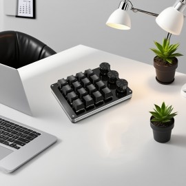 Multi-Mode Programming Macro Key Keyboard with Knob - USB-Powered, Ambidextrous, Hotkeys & Media Controls for Gaming, Office, and Multimedia - Sleek Black Design, No Battery Needed, Gaming Keyboard, Office Keyboard, Modern Aesthetic, Durable Construction, Keyboard And Mouse Mechanical, Mechanical Keyboard, Keyboard Mechanical, Keyboard Keycap