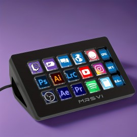 Upgrade 15-Key Programmable Macro Pad - One-Click Control for OBS Studio, Twitch & YouTube Streaming, Video Editing ( Premiere Pro, DaVinci Resolve), Stock Trading & PC/Mac Shortcuts - Mechanical Keyboard with OLED Display & Knob