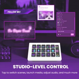 Upgrade 15-Key Programmable Macro Pad - One-Click Control for OBS Studio, Twitch & YouTube Streaming, Video Editing ( Premiere Pro, DaVinci Resolve), Stock Trading & PC/Mac Shortcuts - Mechanical Keyboard with OLED Display & Knob