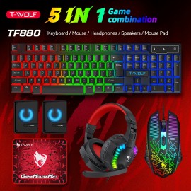 5-in-1 RGB Gaming PC Setup Bundle: RGB Backlit Keyboard, Mouse, Headphones, Speakers & Mouse Pad with, RGB Sync Compatible (No External Switches) - Complete Computer Kit for PC Gamers