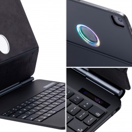 Keyboard Case For IPad Air 11-inch M2 2024, IPad Air 5th/4th Gen And IPad Pro 11-inch 4th/3rd/2nd/1st Gen, 7 Color Backlit, Multi-Touch Trackpad, Floating Magnetic Design, Battery Display
