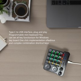 Production New 16-Key Mechanical Keyboard with 4 Knobs, Multi-Functional USB Cable for Computers, Quick Copy & Paste, Design Editing, Hot-Swap, One-handed Macro Keys For Office, Gaming, Entertainment, Adjustable Keyboard With Usb Hub, Sd/tf