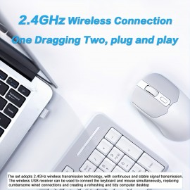 2.4Ghz Full Size Wireless Keyboard Mouse Set Ergonomic Keyboard Mouse Combos Multi Color Keyboards with Mouse Compatible with Windows, Portable Keyboard And Mouse, Wireless Gaming Keyboard