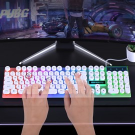 Mechanical Keyboard Wired Illuminated Keyboard Retro Punk Keycaps Gaming E-Sports Office Desktop Computer Peripheral USB Plug and Play Mechanical Feel Mixed Color Backlit, Keyboard for Computer, Gaming Keyboard, Punk Style Keys, Durable Keycaps, E-Sports Gear, Punk Aesthetic, Sturdy Construction, Usbpowered Keyboard, Streamers, Office Workers