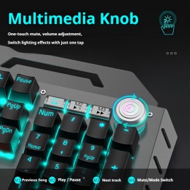 WEADN Durable Mechanical Gaming Keyboard with Aluminum Alloy Panel, Built-in Phone Holder, Ergonomic Design, Sturdy and Stylish, Plug and Play USB Wired Connection, Perfect for PC Gamers, Office Typing, Long-Lasting Performance, EWEADN