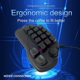 17-key mechanical keyboard, Type-C wired connection, easy to use, RGB backlight, multimedia knob, suitable for office and gaming, pleasant key sound, lightweight and portable, compact design, can be used by simply plugging in the Type-C connection
