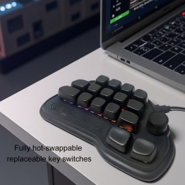 17-key mechanical keyboard, Type-C wired connection, easy to use, RGB backlight, multimedia knob, suitable for office and gaming, pleasant key sound, lightweight and portable, compact design, can be used by simply plugging in the Type-C connection