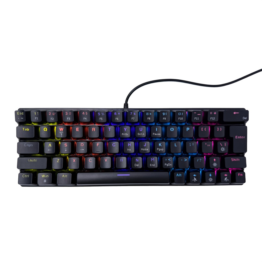 63-Key Mechanical Keyboard with 12 Lighting Effects, Compact Ergonomic Design, USB Wired, Plug & Play, Multi-System Compatible, No Battery Needed, Ideal for Office and Gaming, Gaming Keyboard 
