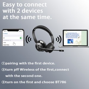 Earbay Wireless Headset with Noise Cancelling Mic, Faux Leather Semi-Open-Back Headphones, Retractable Cable, Push Button Call Control, Dynamic Microphone, USB Type-C Charging, 250mAh Rechargeable Lithium Polymer Battery, Compatible with Laptop for Work, Non-Waterproof, for Call Center/Office/Truckers