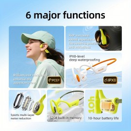 32GB Memory + IPX8 High Quality POLVCDG Upgraded X9 Wireless Bone Conduction Headphones, 10-Hour Battery Life, Stable Signal, Clear Sound Quality, High-Quality Open-Ear Sports Earbuds for Swimming, Running, Cycling & Fitness Activities