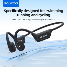 32GB Memory + IPX8 High Quality POLVCDG Upgraded X9 Wireless Bone Conduction Headphones, 10-Hour Battery Life, Stable Signal, Clear Sound Quality, High-Quality Open-Ear Sports Earbuds for Swimming, Running, Cycling & Fitness Activities