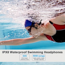 Wireless Bone Conduction Headphones with 32GB Built-in Storage, IPX8 for Swimming, Lightweight Sports Design for Running/Cycling/Marathon Neckband with Surround, Sweatproof Earbuds, Workout Headphones, Modern Headphones, Durable Plastic Body