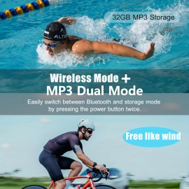 Wireless Bone Conduction Headphones with 32GB Built-in Storage, IPX8 for Swimming, Lightweight Sports Design for Running/Cycling/Marathon Neckband with Surround, Sweatproof Earbuds, Workout Headphones, Modern Headphones, Durable Plastic Body