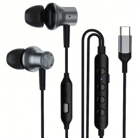 Type-C Wired Voice-Changing Earphones, Intra-Auricular Karaoke Buds with Sound Card and Volume Control Buttons for Multi-Mood Effects, Suitable for Live Streaming & Recording Singing, 3D Stereo HIFI Quality Gaming Music Vocal
