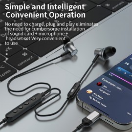 Type-C Wired Voice-Changing Earphones, Intra-Auricular Karaoke Buds with Sound Card and Volume Control Buttons for Multi-Mood Effects, Suitable for Live Streaming & Recording Singing, 3D Stereo HIFI Quality Gaming Music Vocal