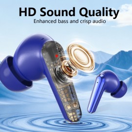 Wireless Earbuds with Deep Bass Stereo Sound | Up to 50 Hours Playtime, ENC Noise Cancellation, Long Battery Life with Battery Level Indicator, Compatible with All Phones