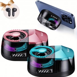 3-in-1 Portable Wireless Speaker System with Noise-Canceling Headphones, Built-in Phone Stand & Ambient Light Show - USB-C Fast Charging, Wireless, Lithium-Polymer Battery, Compatible with Smartphones