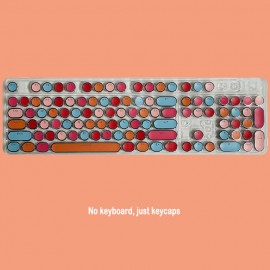 Lipstick Series 104 Mechanical Keyboard with Transparent Circular Keycaps - Electroplated, ABS Material, Vibrant Colors, Durable & Easy to Clean