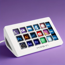 Upgrade 15-Key Programmable Macro Pad - One-Click Control for OBS Studio, Twitch & YouTube Streaming, Video Editing ( Premiere Pro, DaVinci Resolve), Stock Trading & PC/Mac Shortcuts - Mechanical Keyboard with OLED Display & Knob