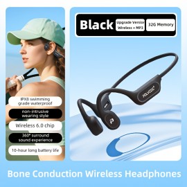 32GB Memory + IPX8 High Quality POLVCDG Upgraded X9 Wireless Bone Conduction Headphones, 10-Hour Battery Life, Stable Signal, Clear Sound Quality, High-Quality Open-Ear Sports Earbuds for Swimming, Running, Cycling & Fitness Activities